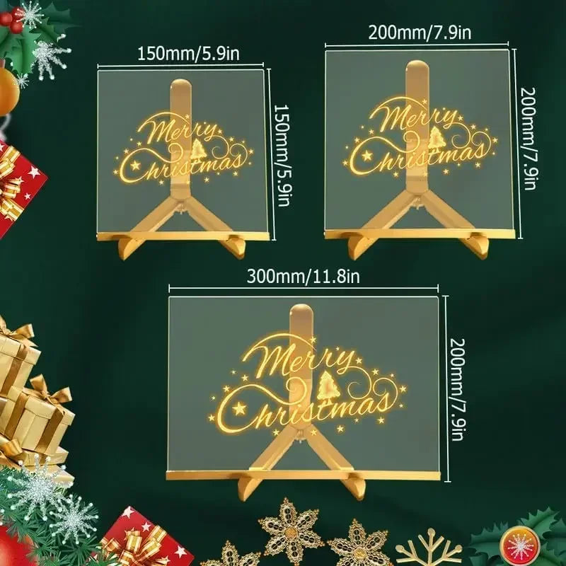 Magic LED glow drawing board for kids with acrylic memo pad, 7 colour markers pens and stand