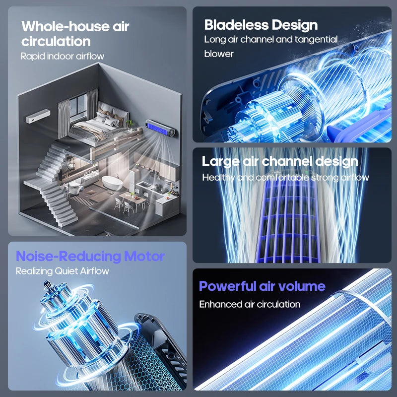 KINSCOTER Portable Air Conditioner Fan 2000mAh Quiet Desktop Tower Fan Wall Mount 3 Speeds