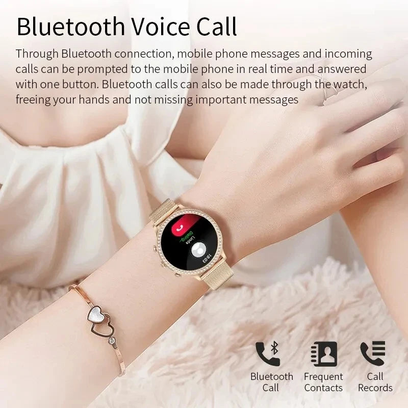 RollsTimi elegant women’s smart watch bluetooth calls blood pressure heart rate fitness fashion watch
