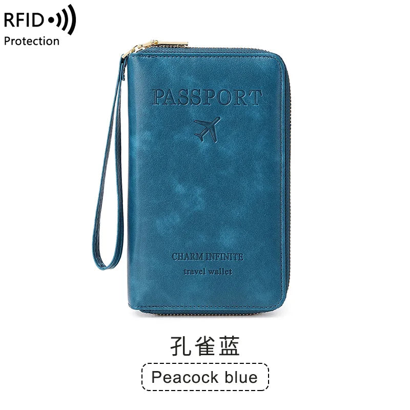 New Leather Passport Cover RFID Blocking Wallet | Travel Essentials & Zipper Phone Bag
