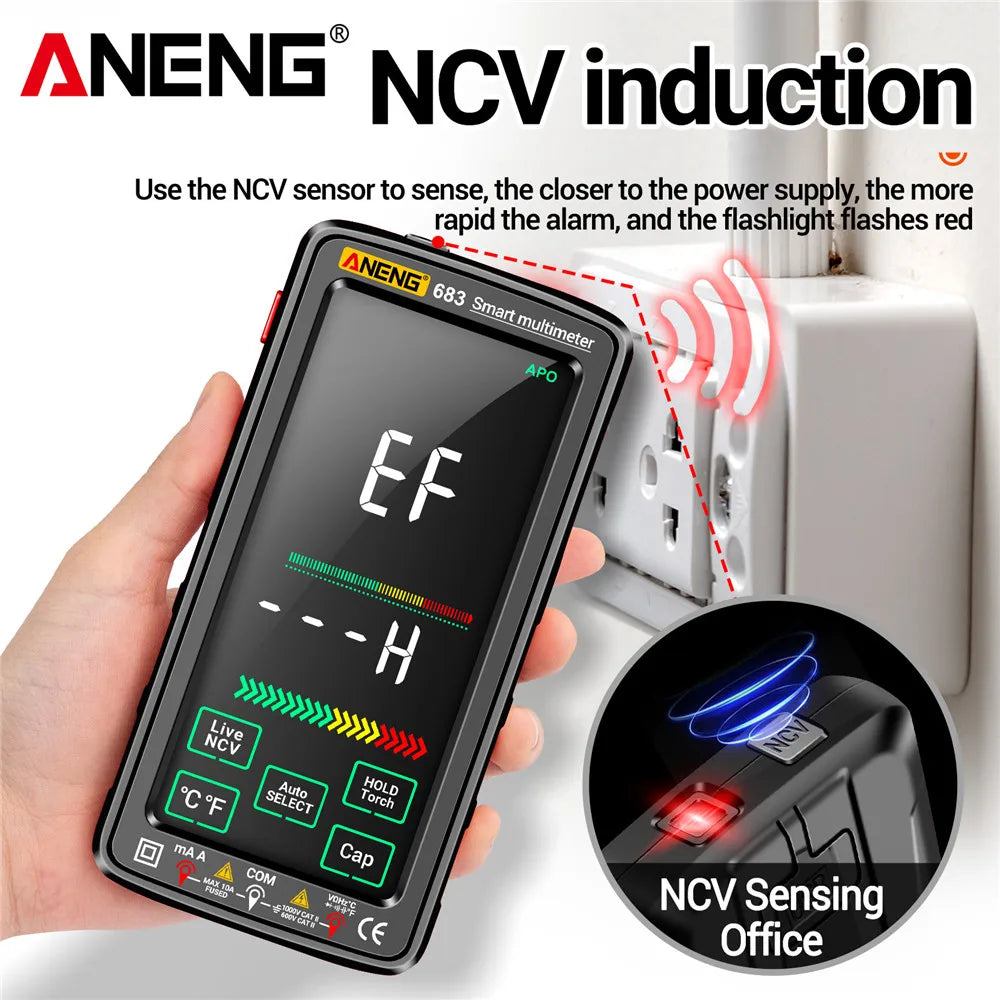 ANENG 683 Smart Digital Multimeter – 6000 Counts, High-End Touch, Rechargeable AC/DC Voltage Tester