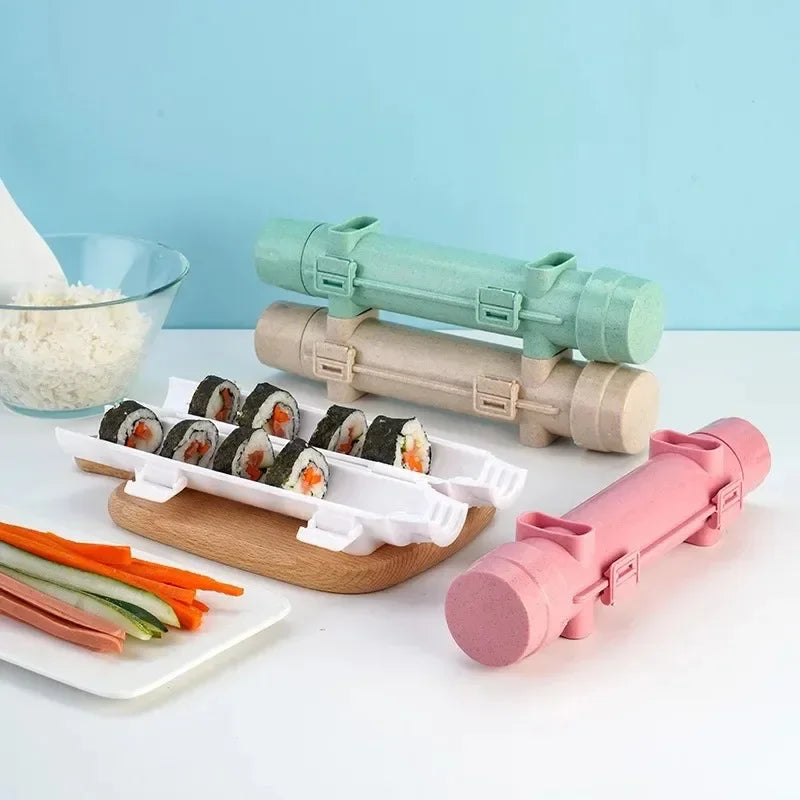 DIY Cylinder Sushi Making Machine Quick Sushi Bazooka Rice Roll & Onigiri Mold for Home Kitchens Set