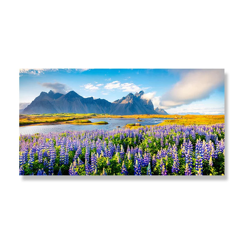 Lake Tekapo New Zealand Canvas Wall Art Lupin Flower Mountain Landscape Posters Prints Home Decor