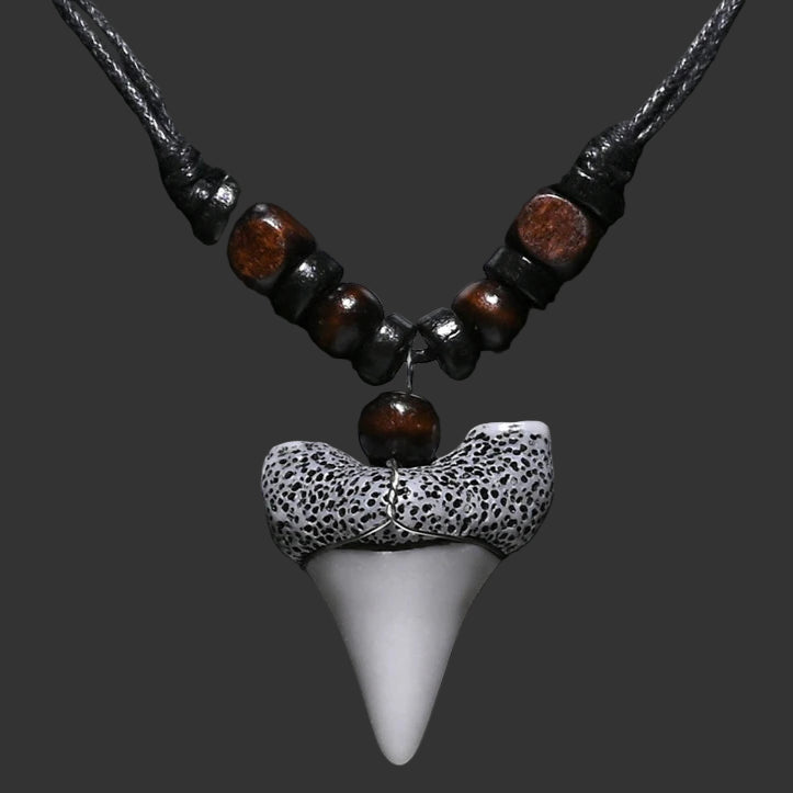 Handmade Maori Shark Tooth Pendant Necklace Tribal Resin Bone Powder Surfer Choker Unisex Adjustable