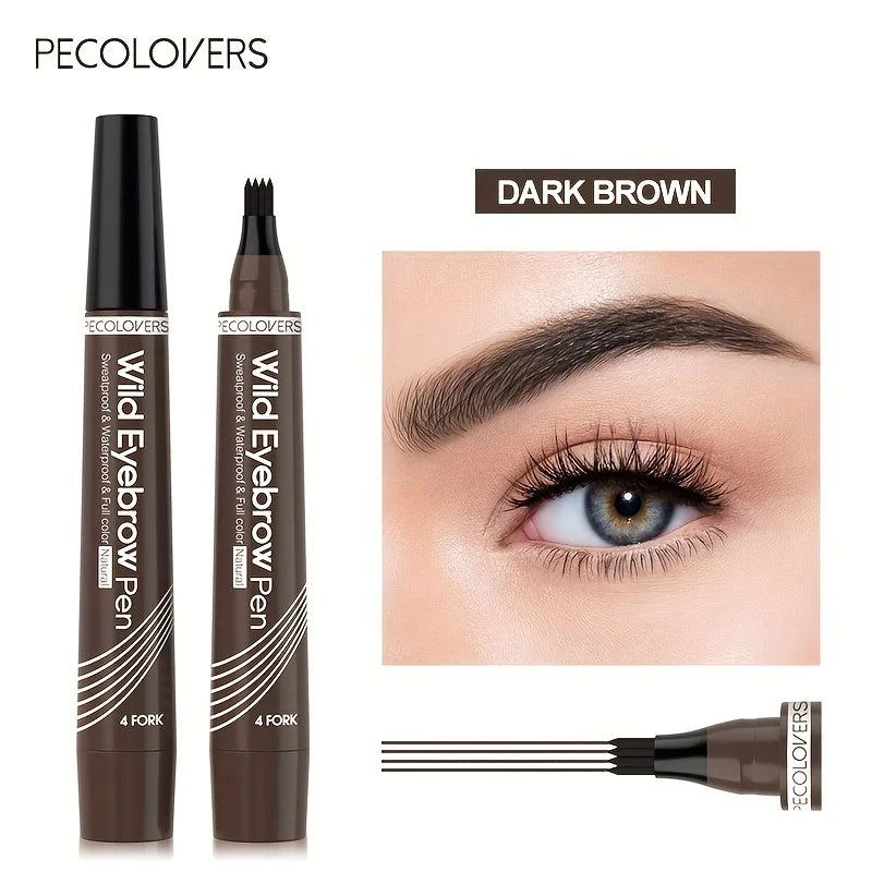 Waterproof Eyebrow Tattoo Pen with 4 Split Tip Liquid Applicator for Natural Long-Lasting Brows