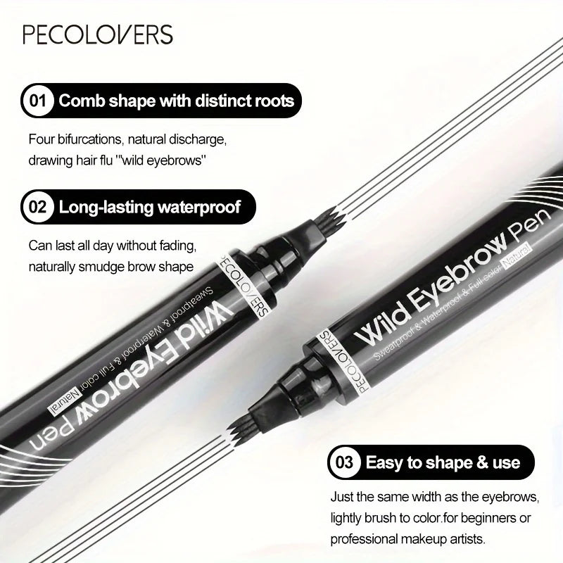 Waterproof Eyebrow Tattoo Pen with 4 Split Tip Liquid Applicator for Natural Long-Lasting Brows