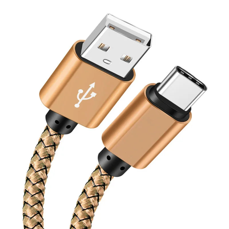 USB A to Type-C Fast Charging Cable 2A Nylon Data Cable for iPhone, Android, Huawei, Samsung Devices