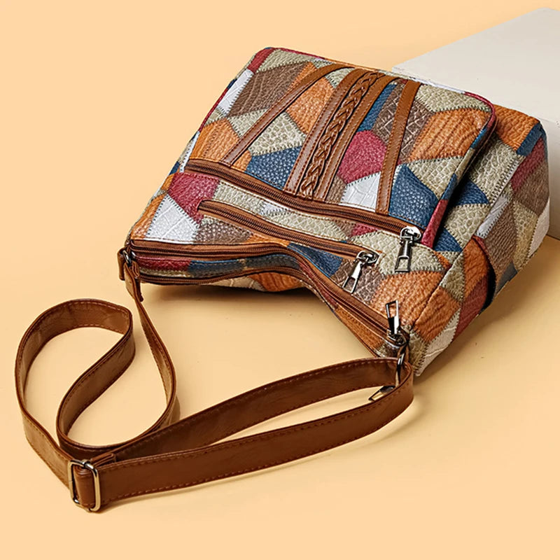 YOGODLNS Women's Elegant Vintage Crossbody Bag Fashion Multi-pocket Shoulder Handbag Retro Tote