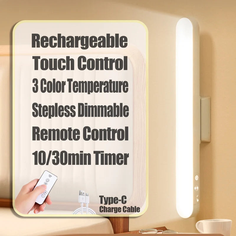 LED Magnetic Table Lamp USB Rechargeable 3-Colour Dimmable Touch Desk Light for Home & Office