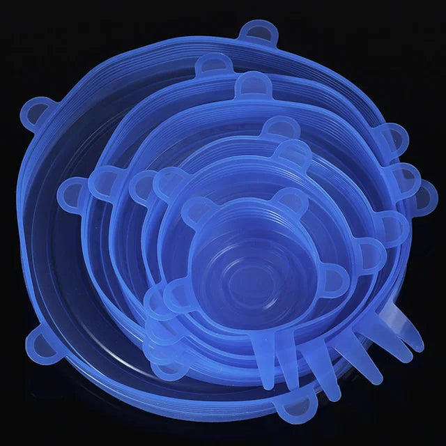 REUSABLE SILICONE LIDS 6PCS for Bowls Cans Food Storage Fresh-Keeping Kitchen Gadget Accessory