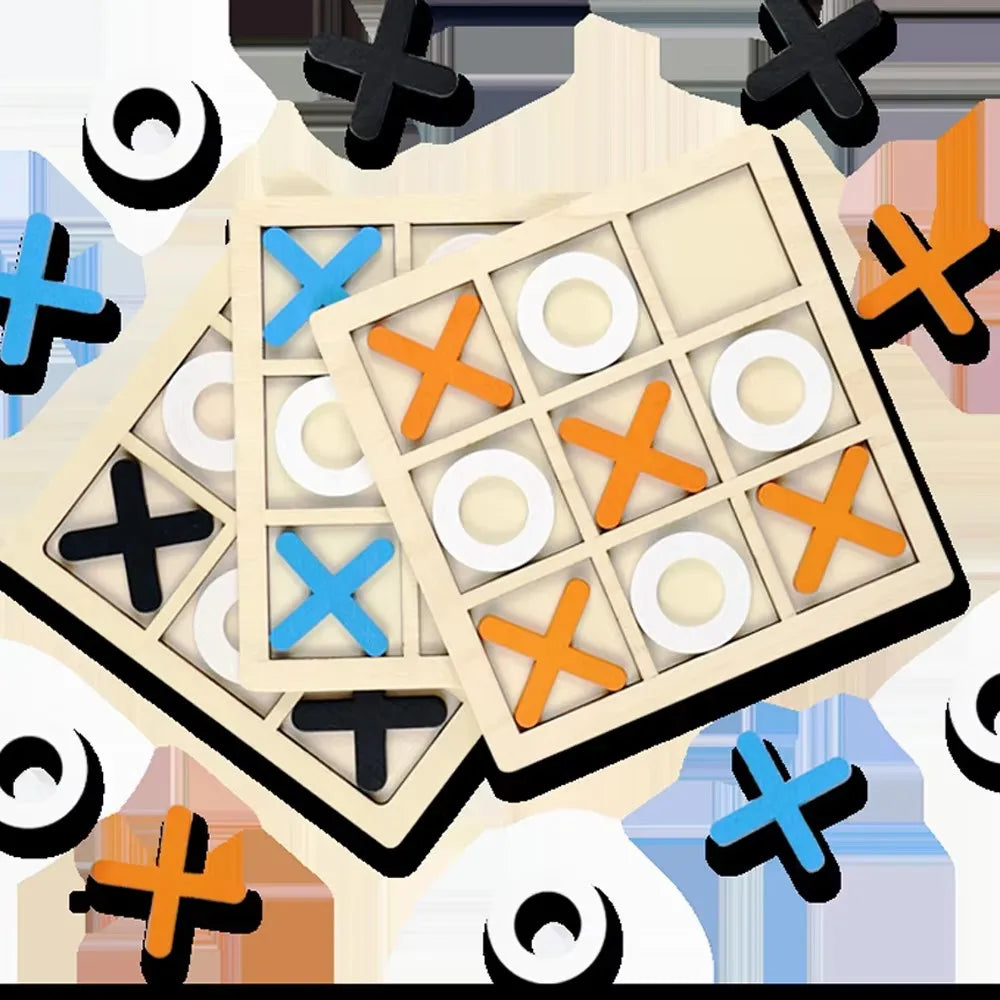 Montessori Wooden Mini Tic-Tac-Toe Noughts and Crosses Educational Puzzle Game for Kids Ages 3-12