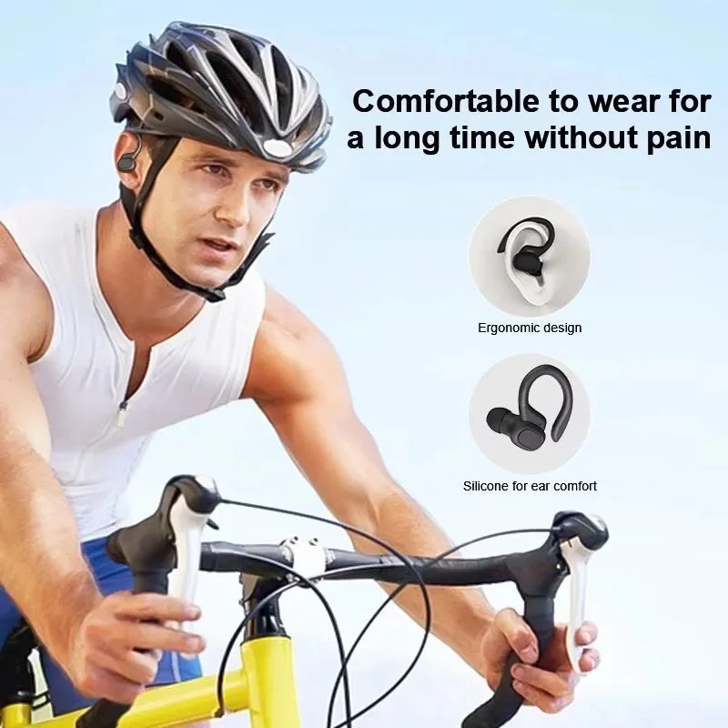 Wireless Ear Hook Sports TWS Bluetooth 5.3 Earphones Waterproof HiFi Stereo Headset With Mic