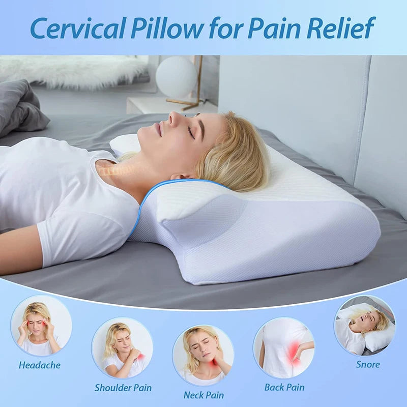 Memory Foam Cervical Pillow – Ergonomic Contour Orthopaedic Neck Pillow for Pain Relief & Support
