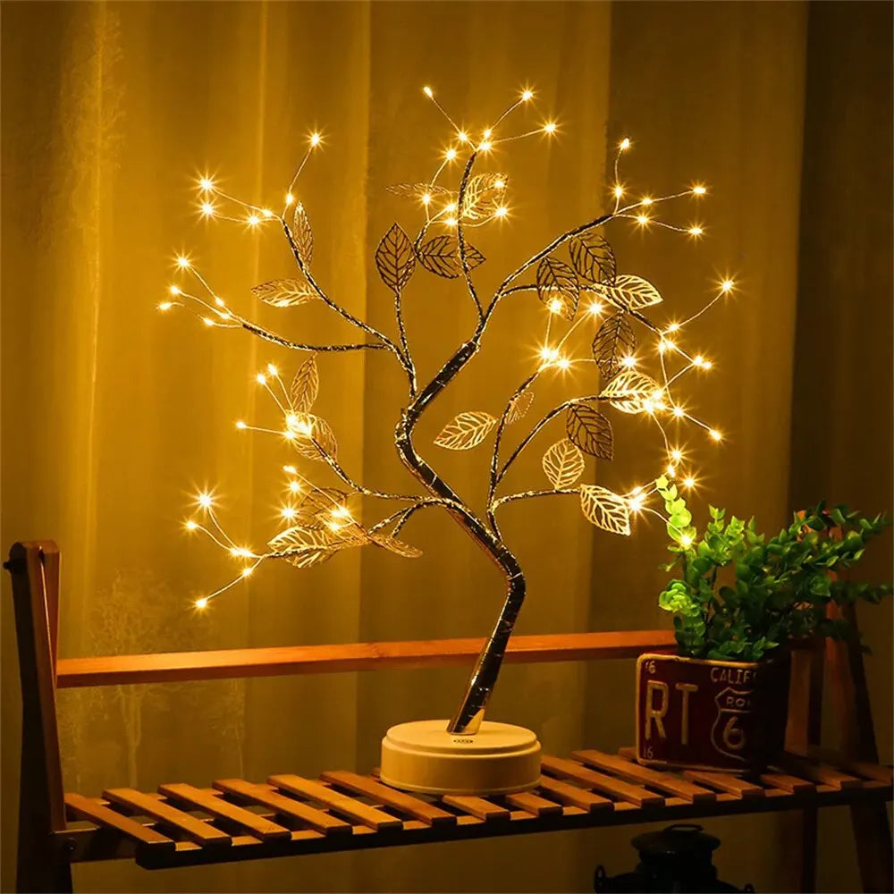 LED ROSE LEAF TABLE LAMP USB Fairy Night Light Christmas Home Party Wedding Decoration