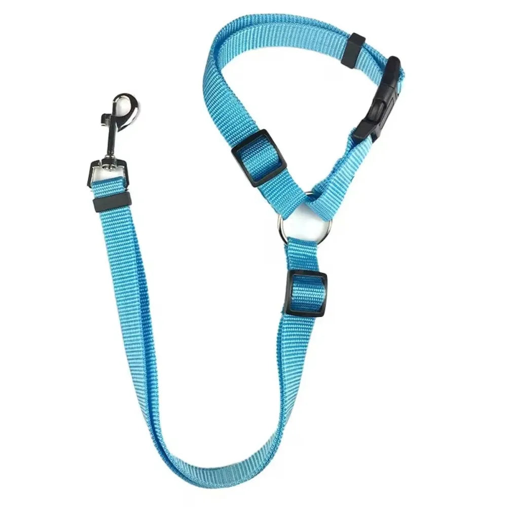 Adjustable Pet Car Seat Belt & Leash, Nylon Safety Harness for Dogs & Cats, Travel Seatbelt