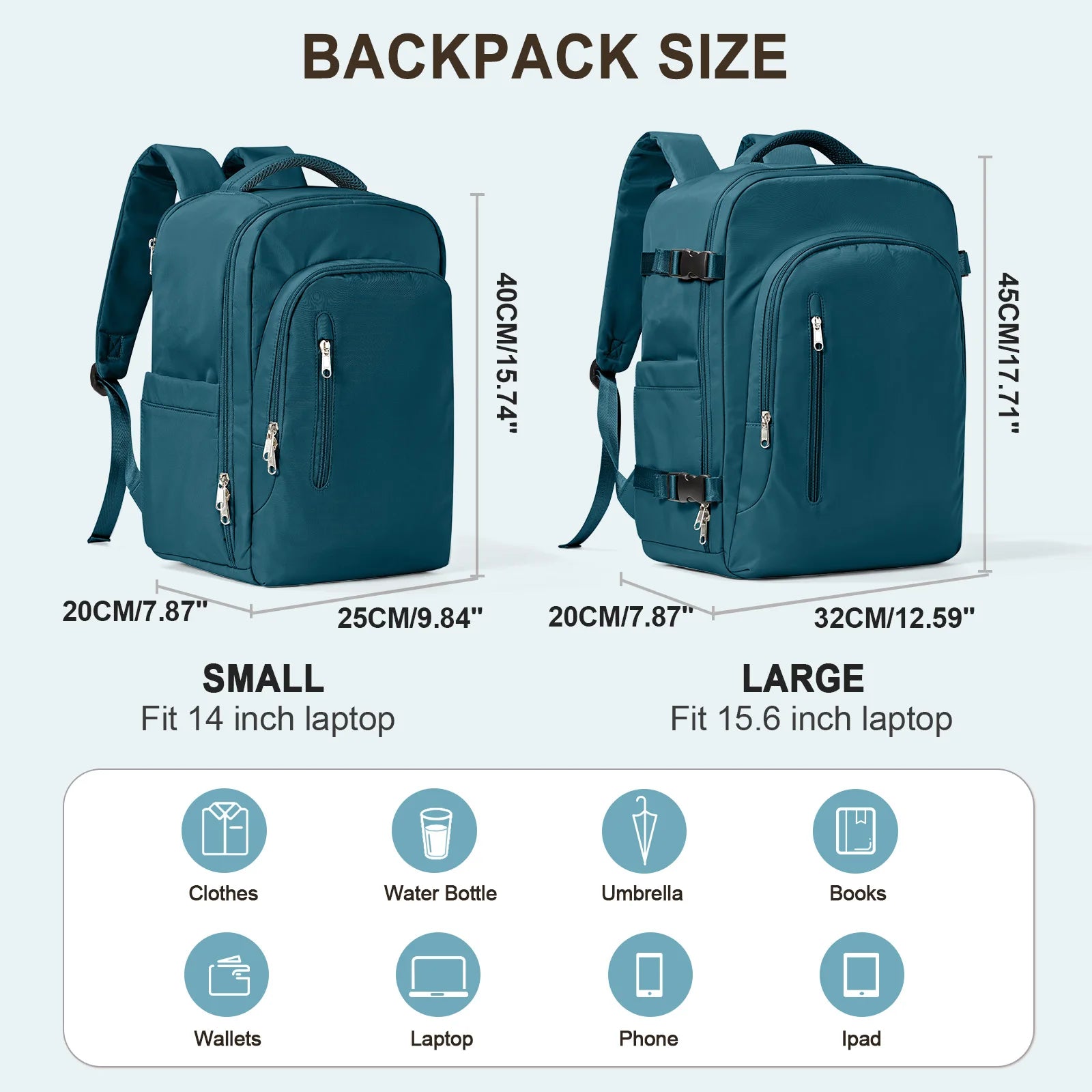 Laptop Travel Backpack Women Men Aircraft Carry-On 45x36x20 and 40x20x25 underseat bag requirements