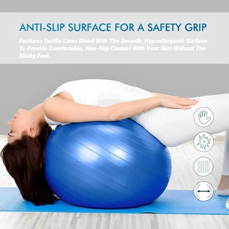 EXPLOSION PROOF YOGA BALL 65CM Thickened PVC Pilates Gym Ball for Fitness, Workout & Home Exercise
