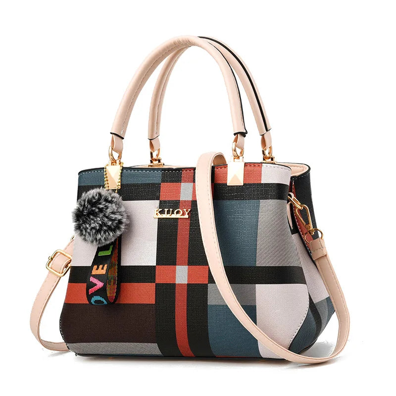 YOGODLNS Elegant Designer Women’s Handbag PU Leather Crossbody Shoulder Tote Bag with Fur Charm