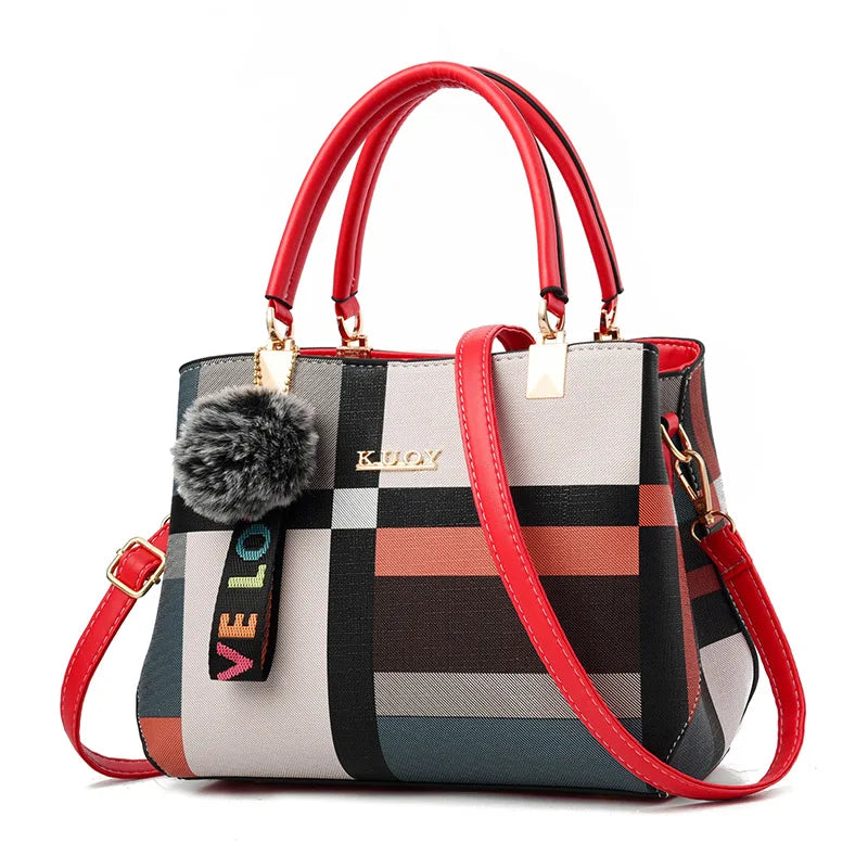 YOGODLNS Elegant Designer Women’s Handbag PU Leather Crossbody Shoulder Tote Bag with Fur Charm