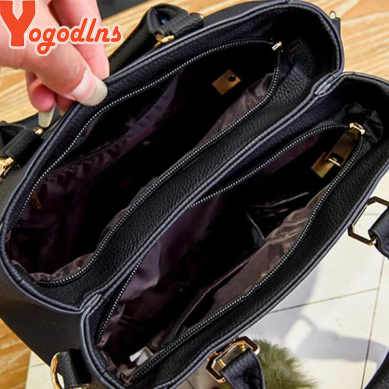 YOGODLNS Women Beading Pendant Handbag Ladies Embossed Shoulder Messenger Bag High-Quality Fashion