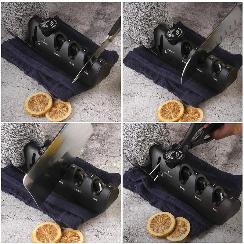 MYVIT Adjustable 4 Stage Sharpener Professional Whetstone Sharpening Tool for Knives & Scissors