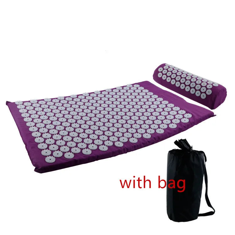 Non-Slip Acupressure Massage Mat and Pillow Set for Yoga Pilates Fitness Back Stress Relief