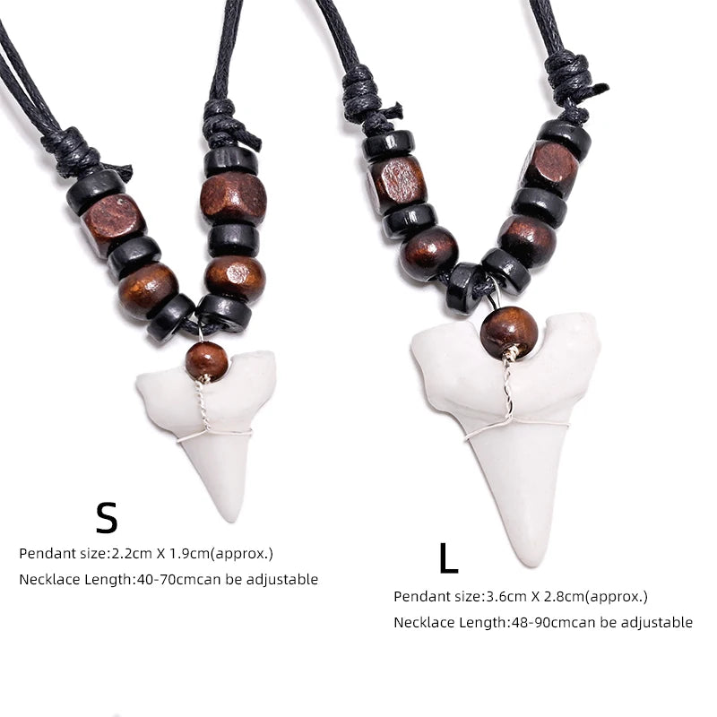 Handmade Maori Shark Tooth Pendant Necklace Tribal Resin Bone Powder Surfer Choker Unisex Adjustable