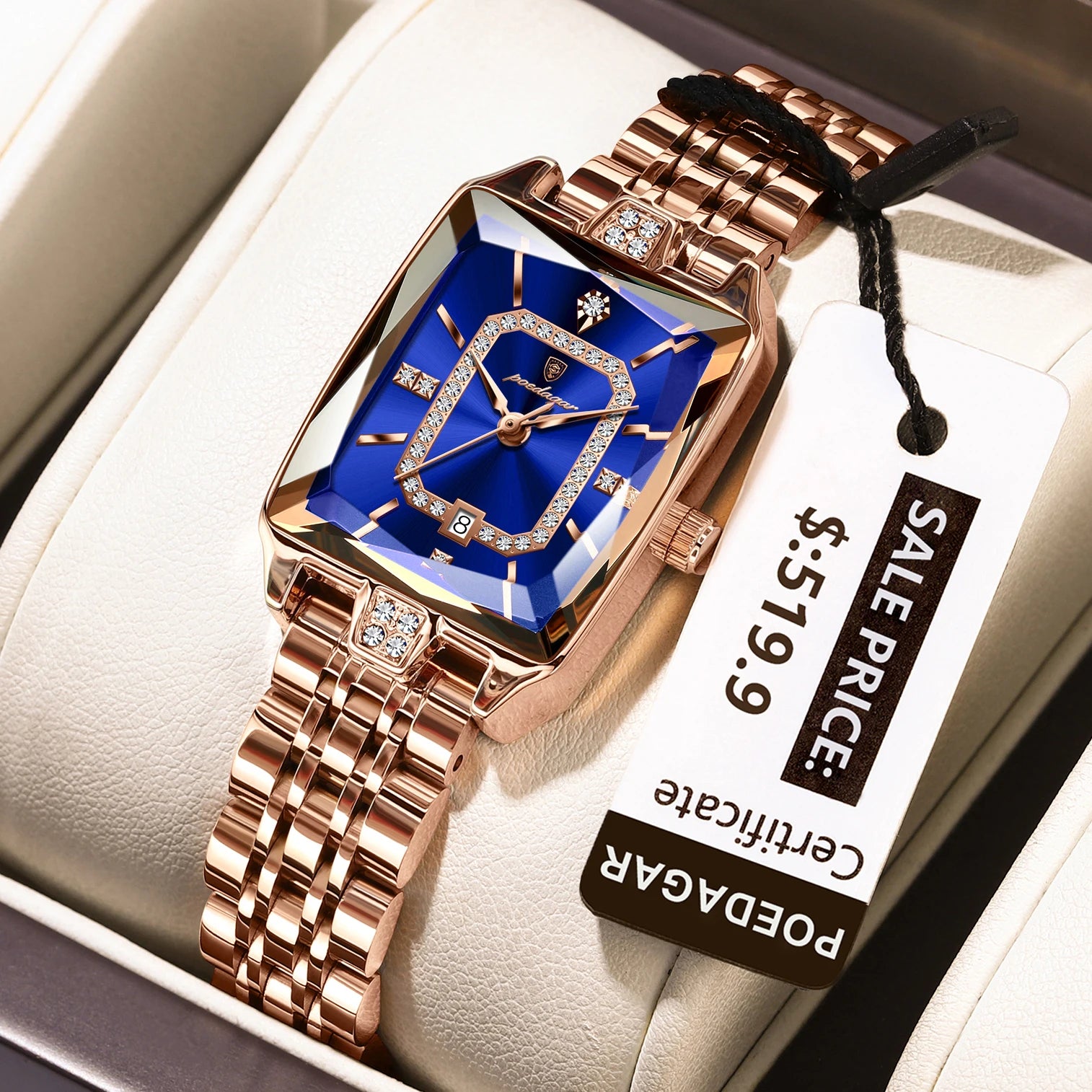 POEDAGAR Women's Luxury Watch Elegant Stainless Steel Waterproof Quartz Wristwatch with Date Display