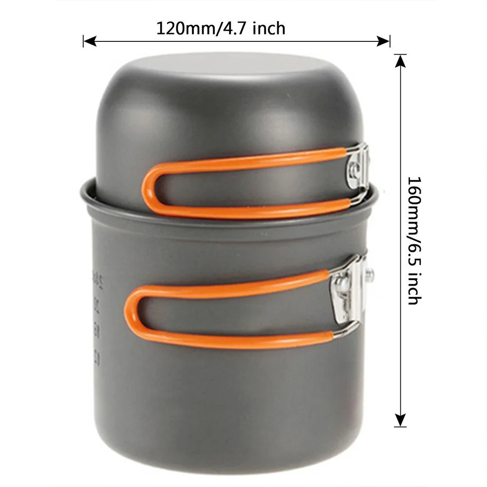 Outdoor Camping Cookware Set | Lightweight Portable Aluminium Alloy Pot Set for 1-2 People