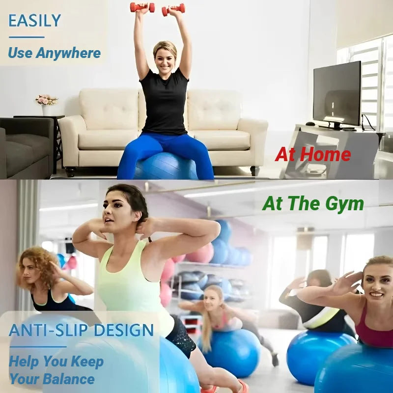 EXPLOSION PROOF YOGA BALL 65CM Thickened PVC Pilates Gym Ball for Fitness, Workout & Home Exercise