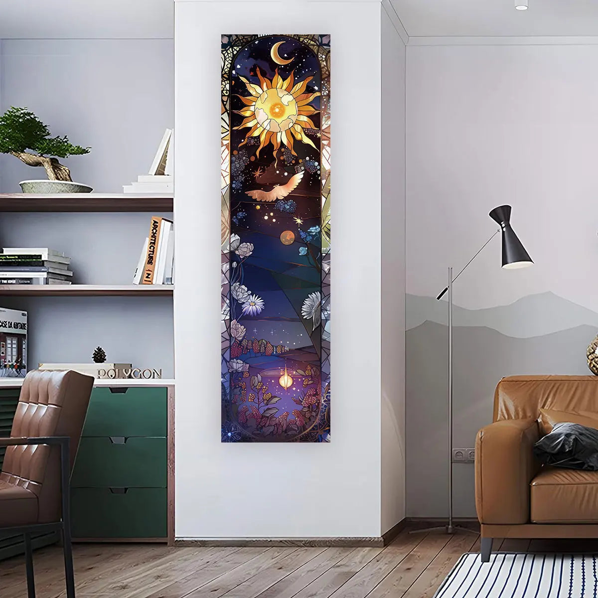 Gothic Witchy Sun Moon Tapestry Wall Hanging Aesthetic Bedroom Living Room Decor Celestial Wall Art
