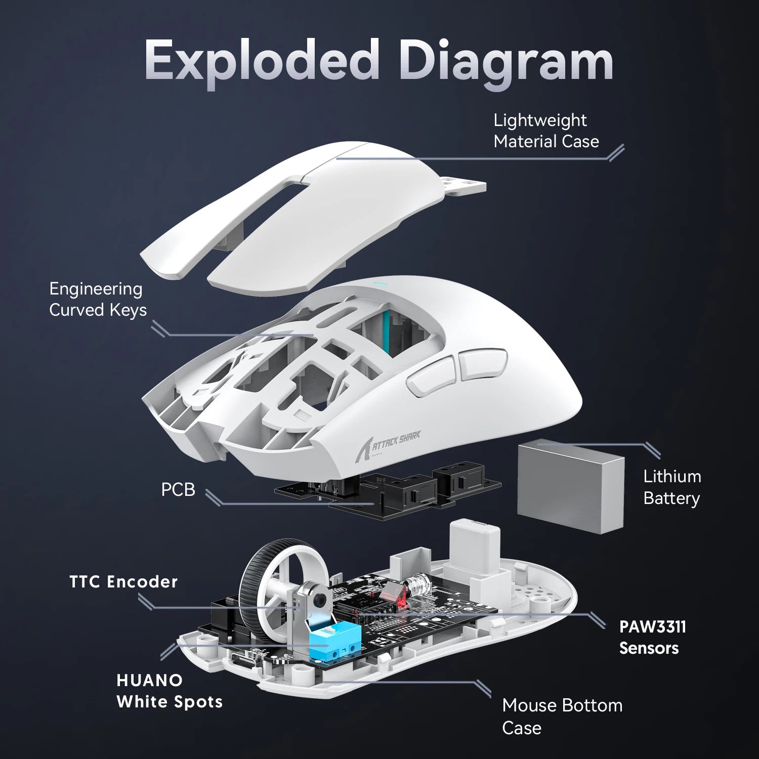 ATTACK SHARK X11 Wireless Gaming Mouse 22000DPI RGB Lightweight Tri-Mode with Charging Base