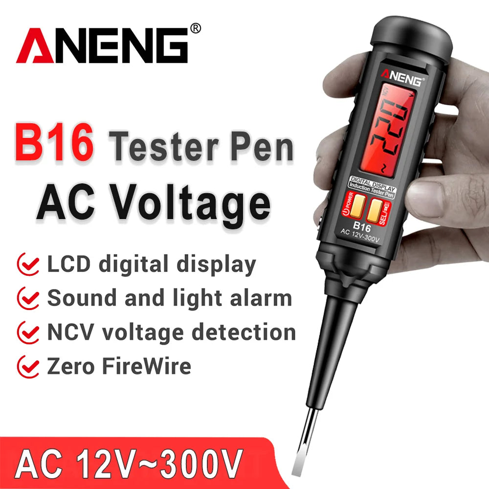 ANENG B16 Intelligent Digital Voltage Tester Pen 12V-300V NCV Non-Contact AC Detector Meter