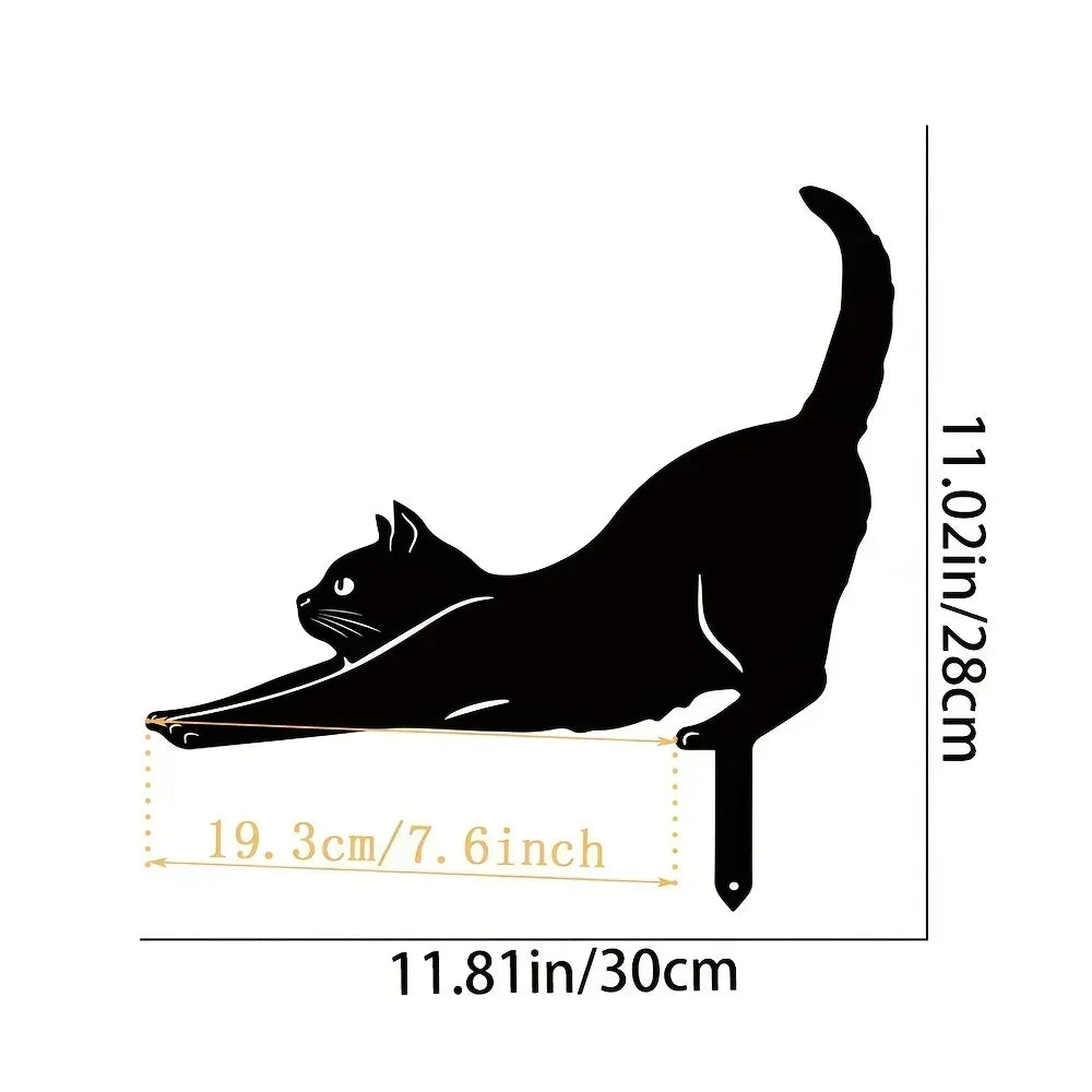 Exclusive Cute Cat Garden Silhouette – Tiki-Inspired Cat Family Garden Stakes Outdoor Decor Statues