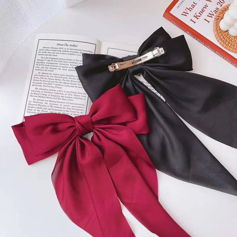 Elegant Large Satin Bow Hair Clip for Women and Girls Solid Colour Fashion Hair Accessory UK