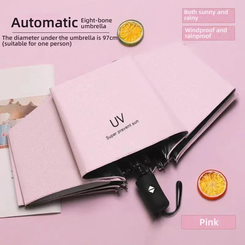 Fully Automatic Women’s Travel Umbrella for Sun and Rain Protection, Outdoor Camping, Portable Gear