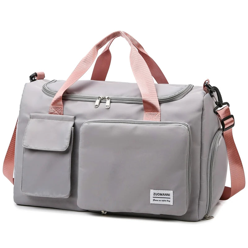 Carry on travel bag large capacity weekender overnight duffle with shoe compartment for women