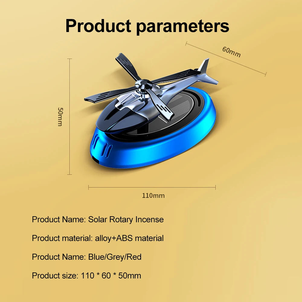 Solar Powered Helicopter Car Air Freshener – Aromatherapy Fragrance Diffuser for Fresh Driving