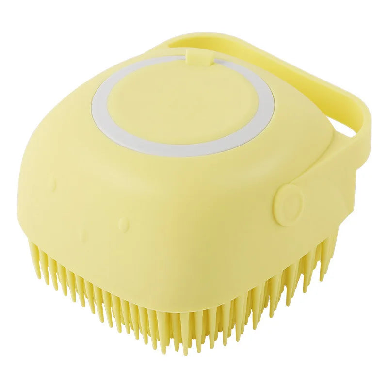 Silicone Pet Bath Brush with Soap Dispenser – Grooming for Dogs & Cats