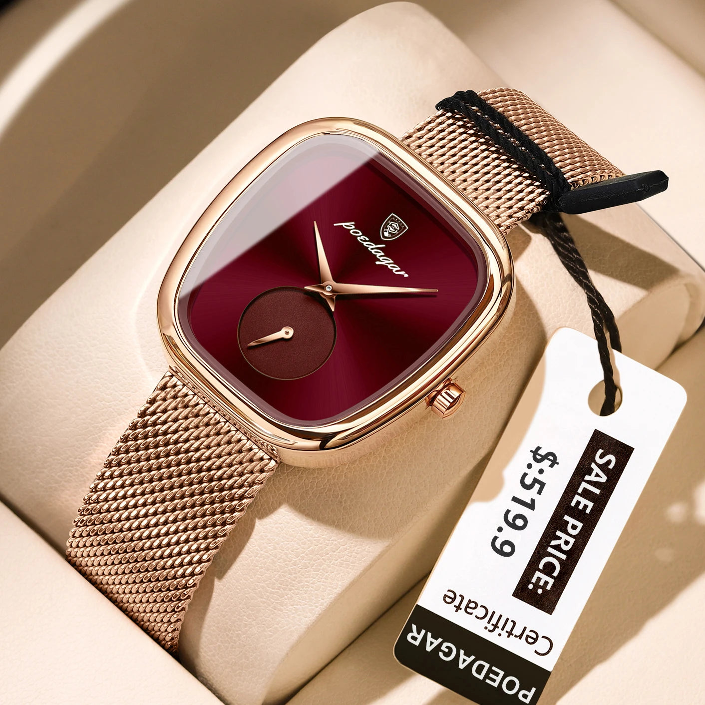 POEDAGAR Elegant Stainless Steel Mesh Ladies Quartz Watch Waterproof Fashion Casual Women’s Reloj