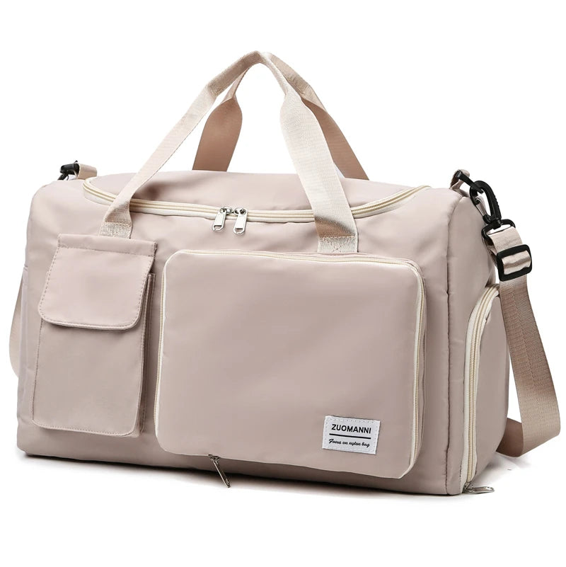 Carry on travel bag large capacity weekender overnight duffle with shoe compartment for women