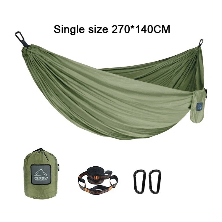 Portable Nylon Parachute Hammock Single & Double Sizes for Camping, Hiking, Travel and Outdoor Usage