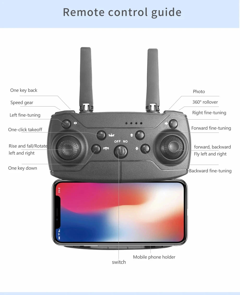 E88Pro 4K HD RC Drone – Foldable WiFi FPV Quadcopter with 1080P Wide-Angle Camera & Altitude Hold