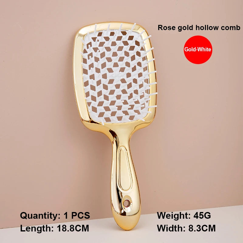 Air Cushion Anti-Static Hair Brush for Wet & Curly Hair, Hollow Out Detangling Comb for Salon Use