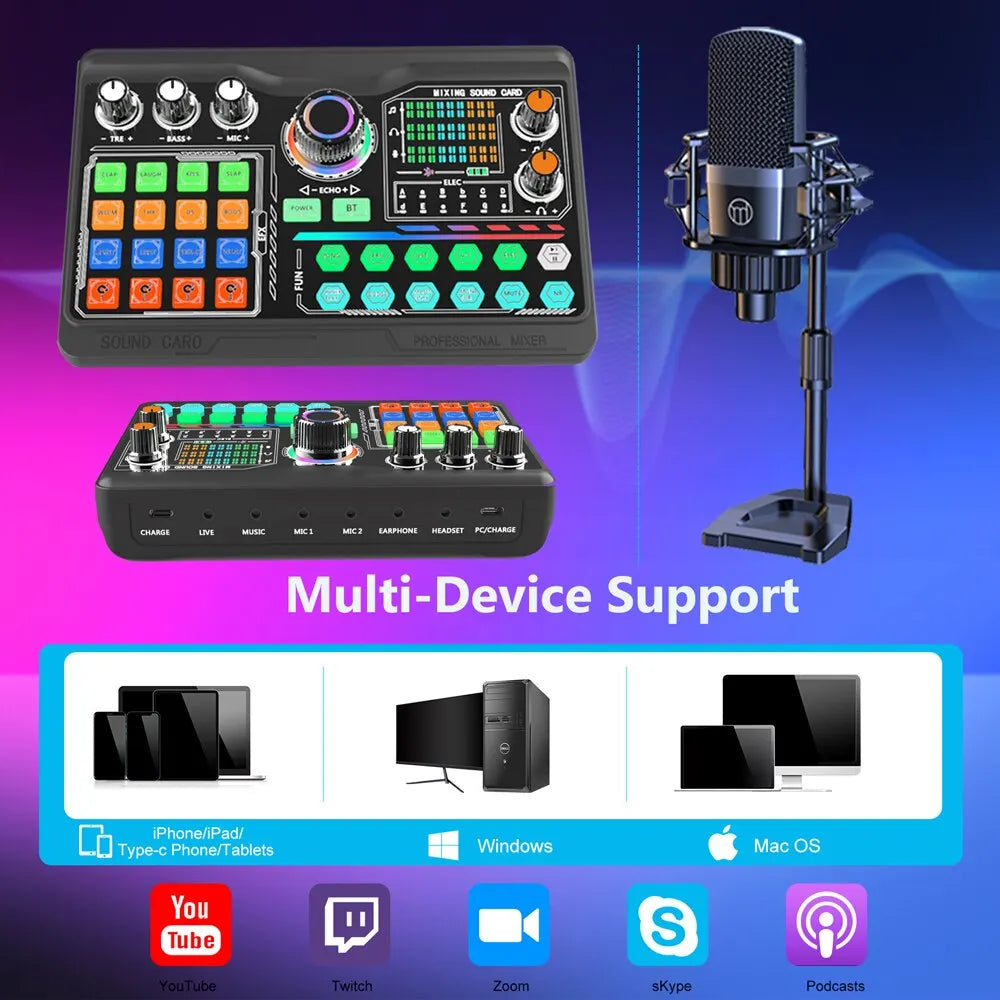 ZealSound P300 Podcast Microphone & Sound Card Kit for Streaming, Recording, Gaming and Vlogging Gear