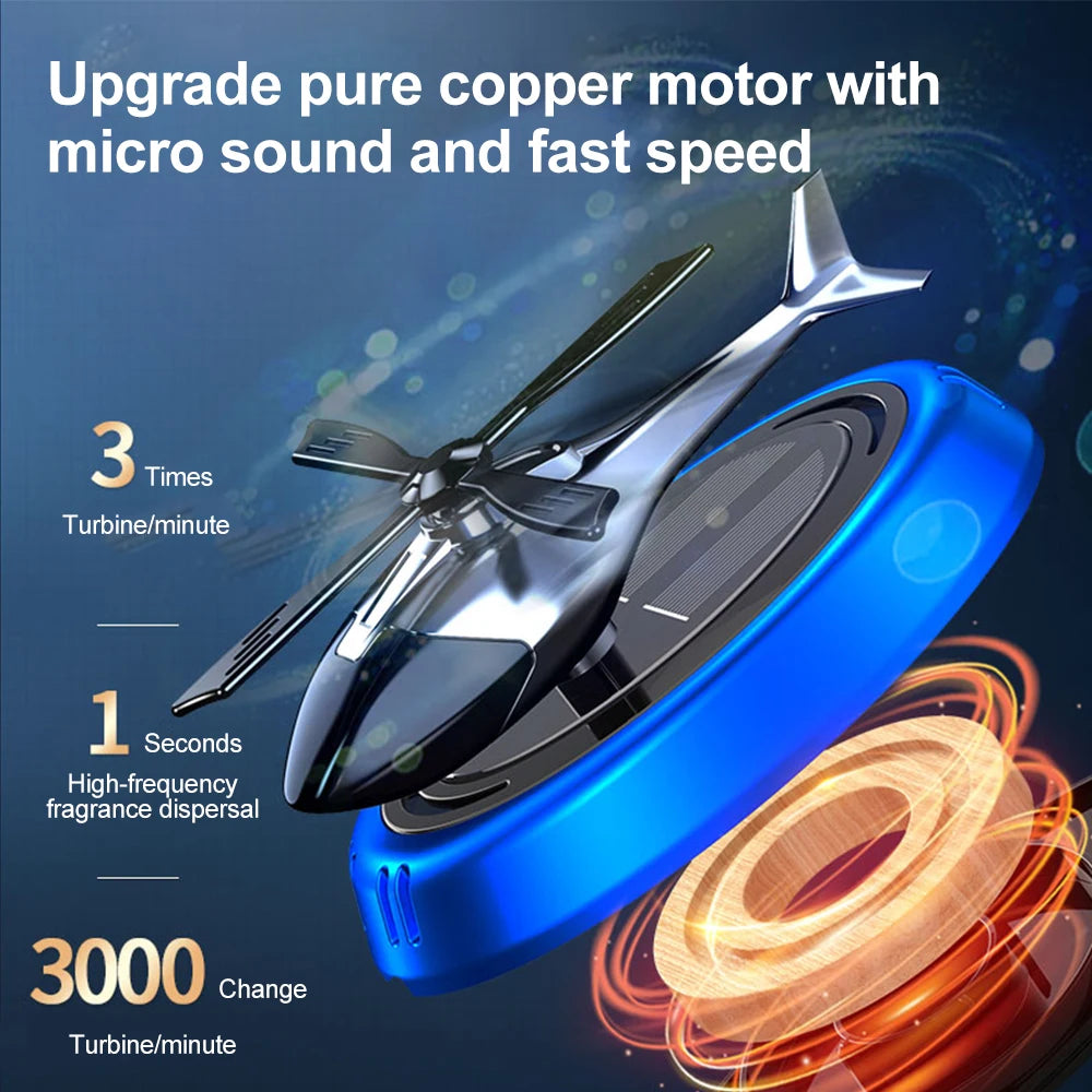 Solar Powered Helicopter Car Air Freshener – Aromatherapy Fragrance Diffuser for Fresh Driving
