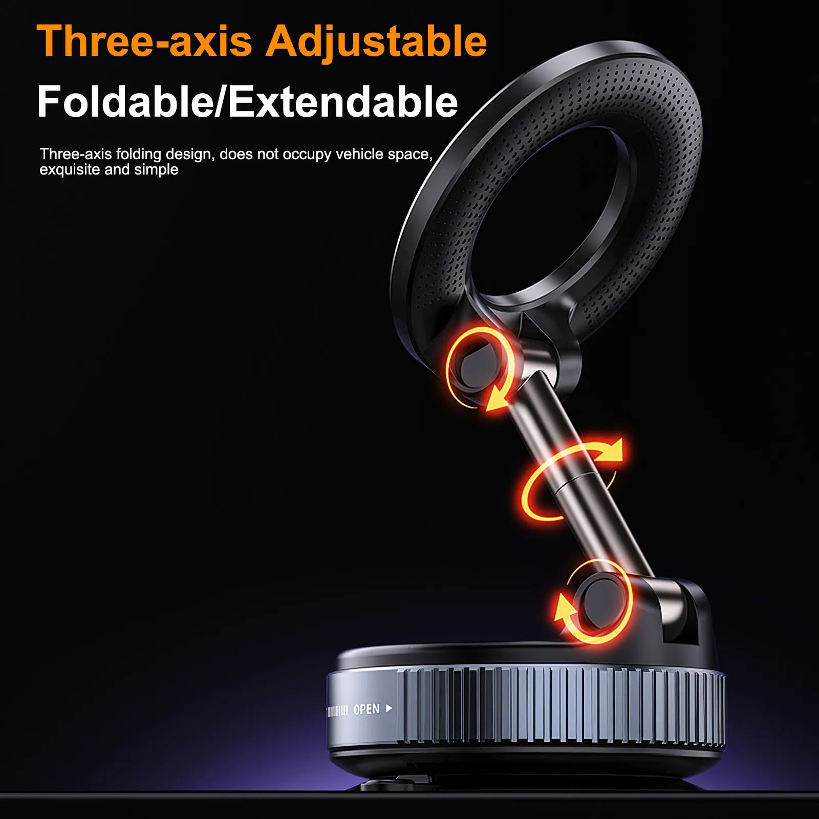 CAR MOUNT Electric Vacuum Magnetic Phone Holder Foldable Strong Suction Stand for iPhone 12-16