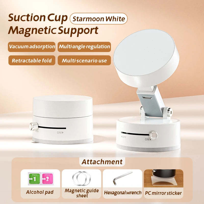 Foldable Magnetic Phone Holder Mini Vacuum Double-Sided Suction Cup Stand for all Smartphones