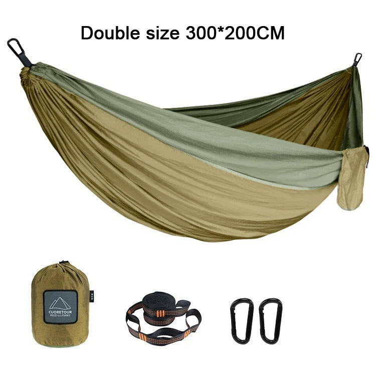 Portable Nylon Parachute Hammock Single & Double Sizes for Camping, Hiking, Travel and Outdoor Usage