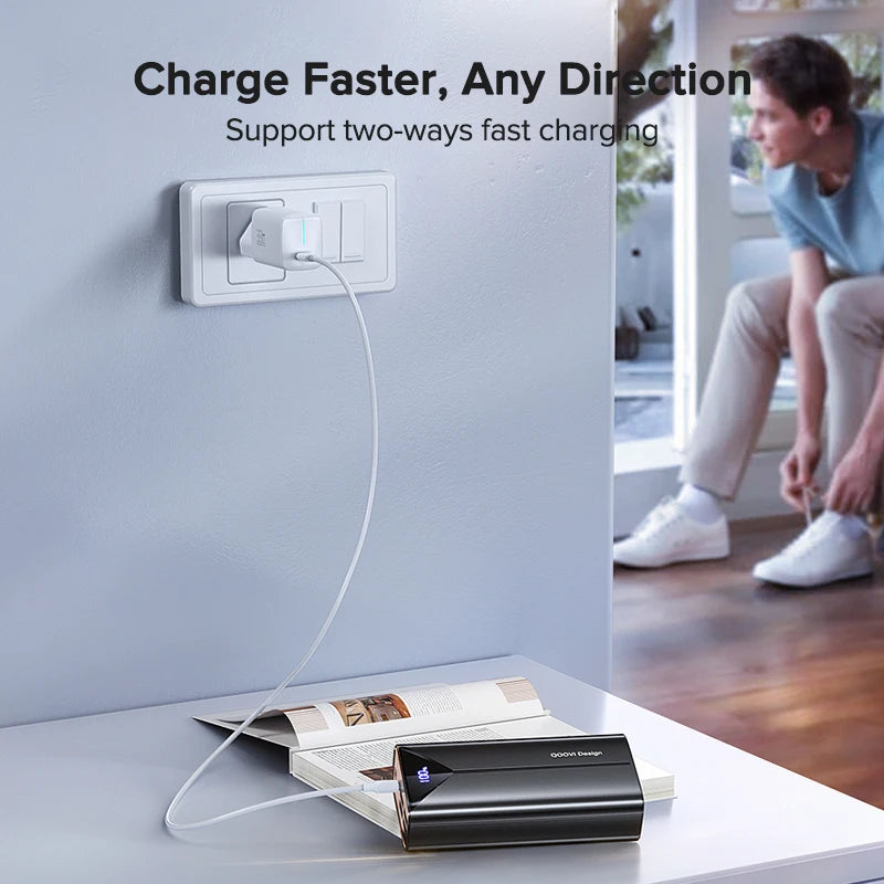 30000mAh Power Bank 22.5W Fast Charging Portable Charger Built-in Cable for iPhone Samsung Xiaomi